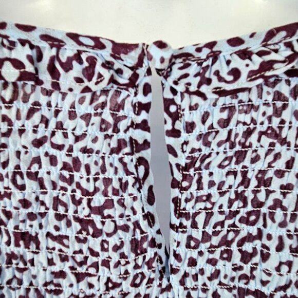 Womens Plus Size 2X Smocked Long Sleeve Leopard Print Blouse Blue & Purple - Picture 8 of 13